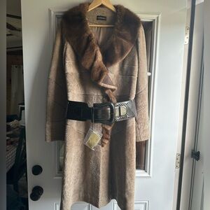 Harmanli leather jacket with real mink and belt